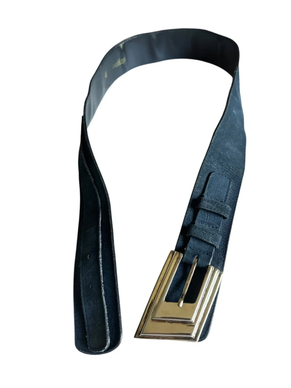 Women GIANNI VERSACE Blue Geometric Leather Belt Made In Italy Size 70/28